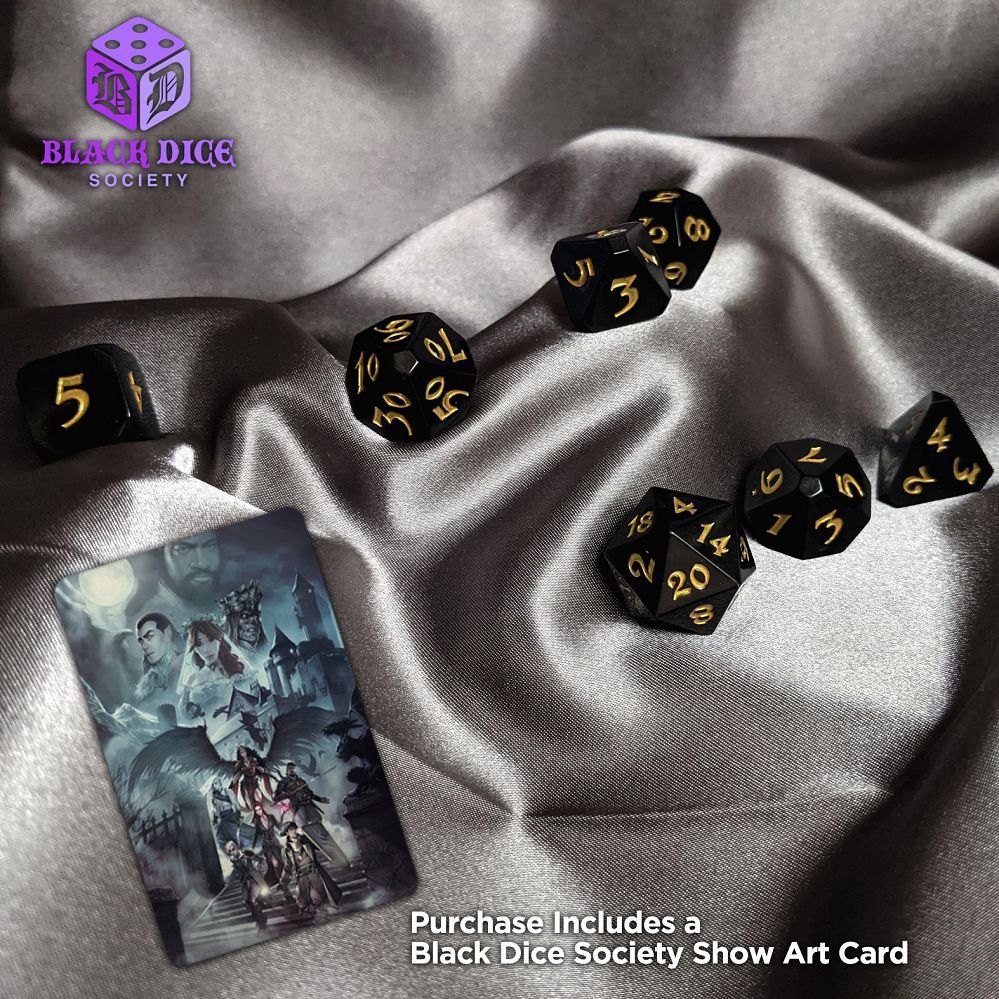Black Dice Society Set 7ct Dice Die Hard Dice