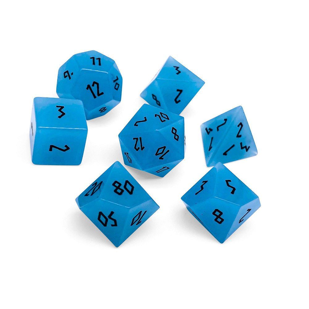 Gemstone K9 Cerulean Blue Glass Dice Norse Foundry
