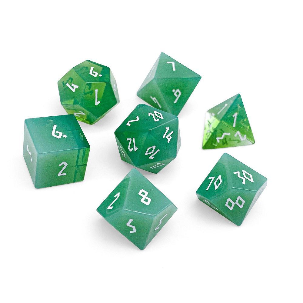Gemstone K9 Jade Green Glass Dice Norse Foundry