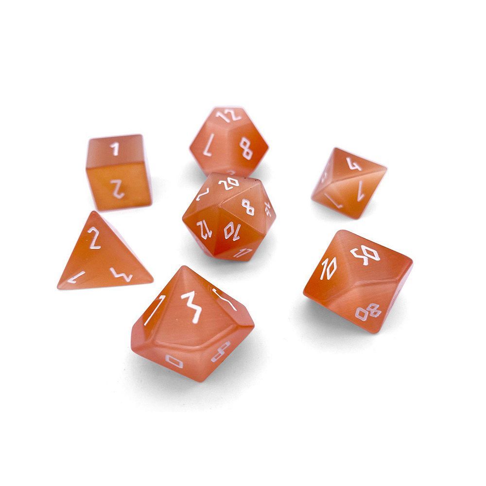 Gemstone Orange Catseye 7ct Dice Norse Foundry