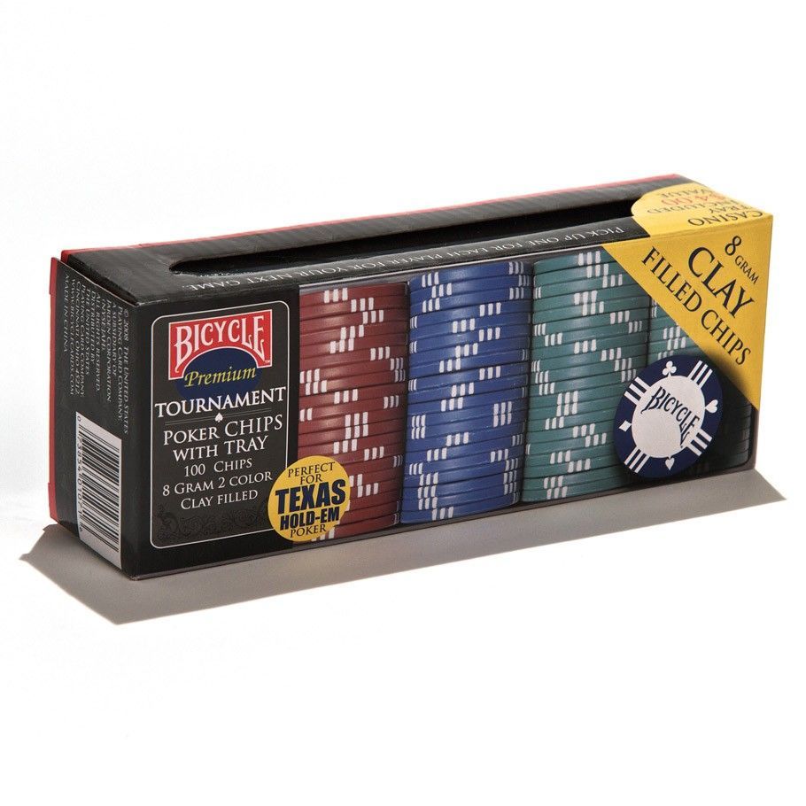 Bicycle Premium Tournament Poker Chips With Tray (100) Supplies U.S. Playing Card Co.