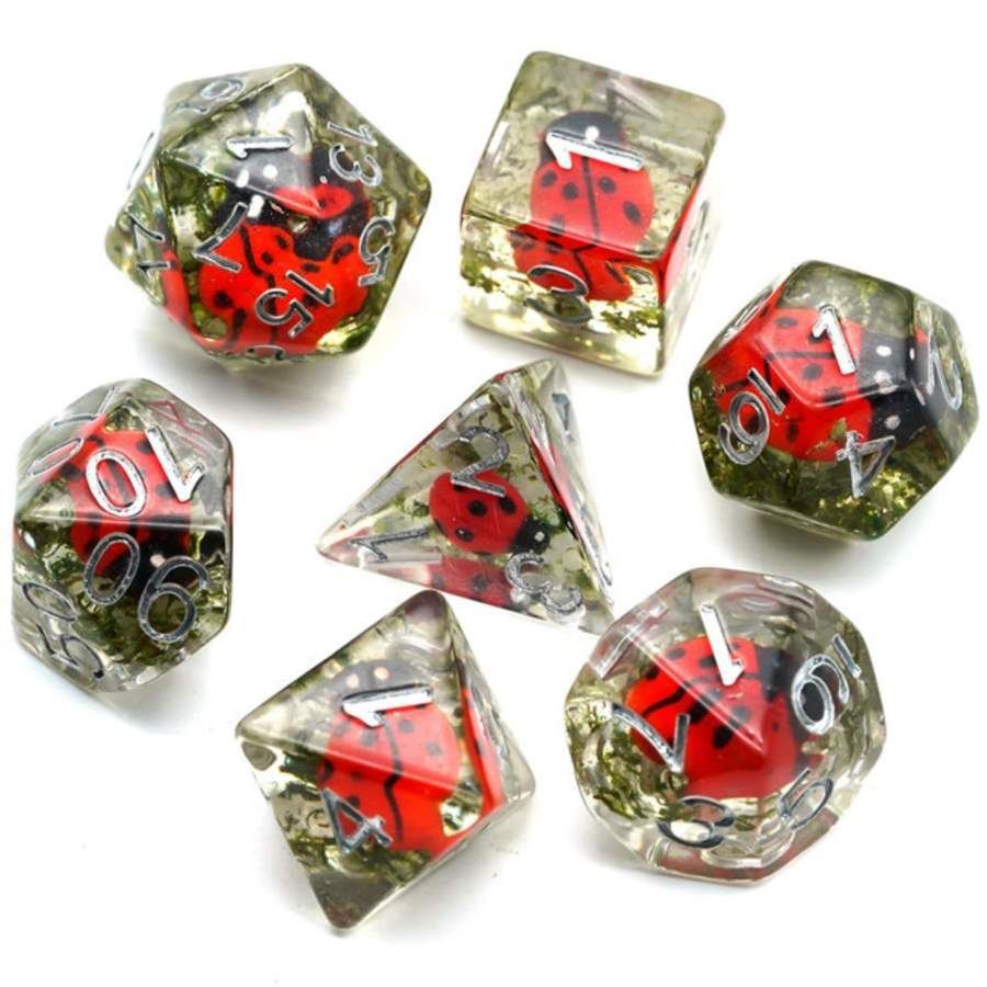 Red Ladybug 7ct Polyhedral Dice Set Dice Foam Brain Games
