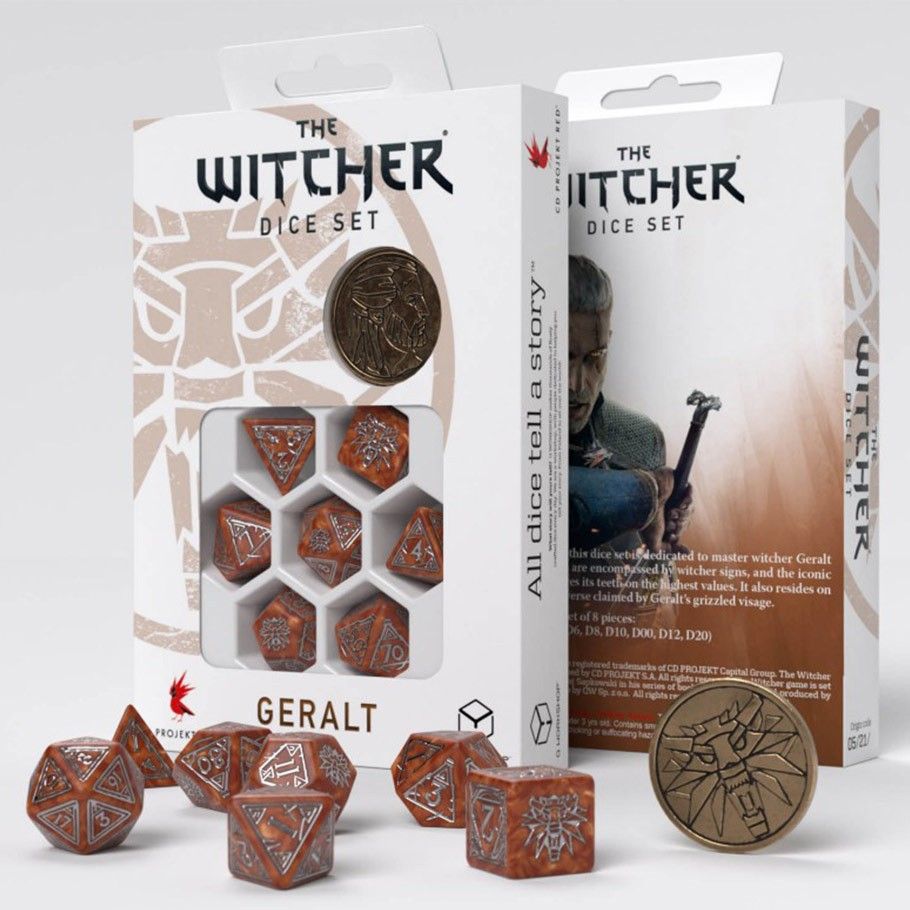 Q-Workshop The Witcher 7ct Polyhedral Dice Set Geralt The Monster Slayer Dice Q Workshop   