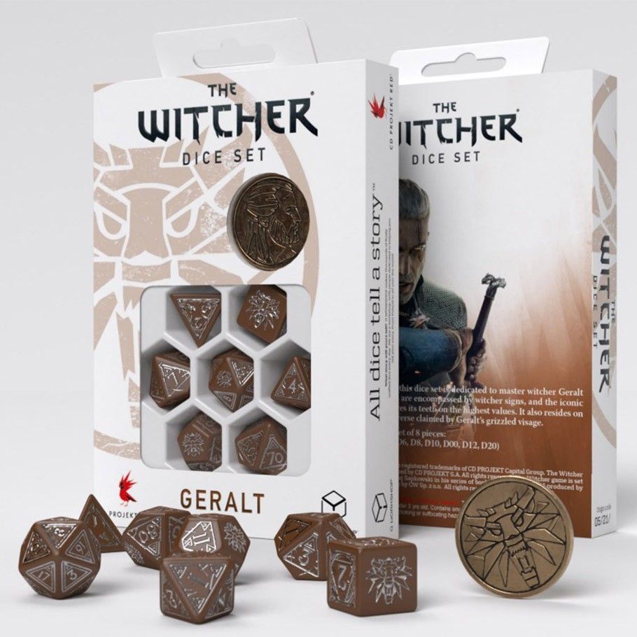 Q-Workshop The Witcher 7ct Polyhedral Dice Set Geralt Roach's Companion Dice Q Workshop   