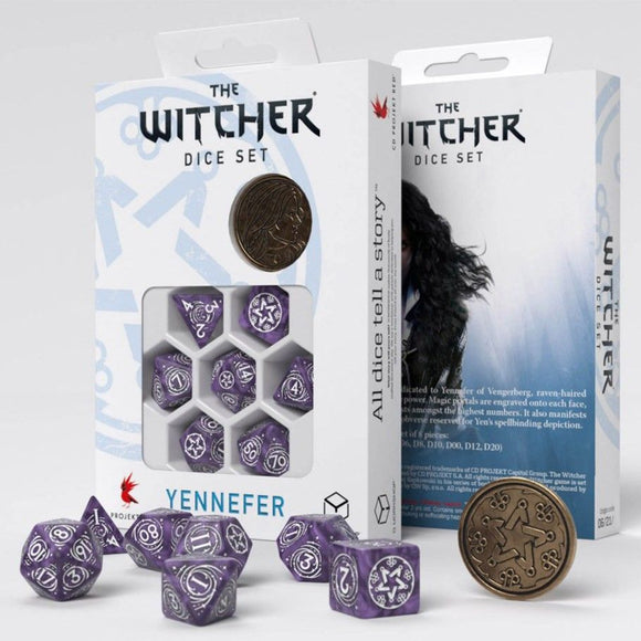 Q-Workshop The Witcher 7ct Polyhedral Dice Set Yennefer Lilac & Gooseberries  Common Ground Games   