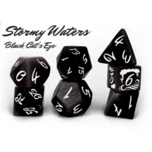 Level Up Dice Stormy Waters Black Cats Eye 7ct Dice Set Dice Level Up Dice