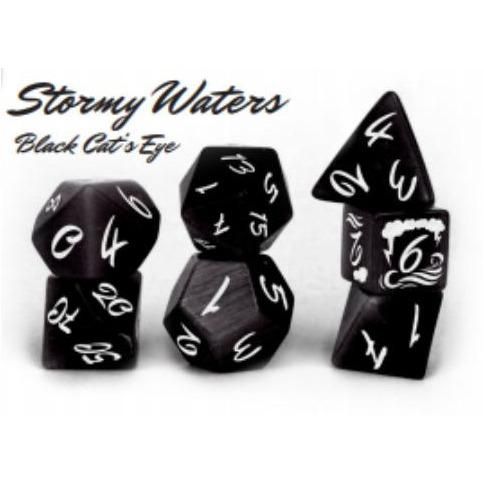 Level Up Dice Stormy Waters Black Cats Eye 7ct Dice Set  Common Ground Games   