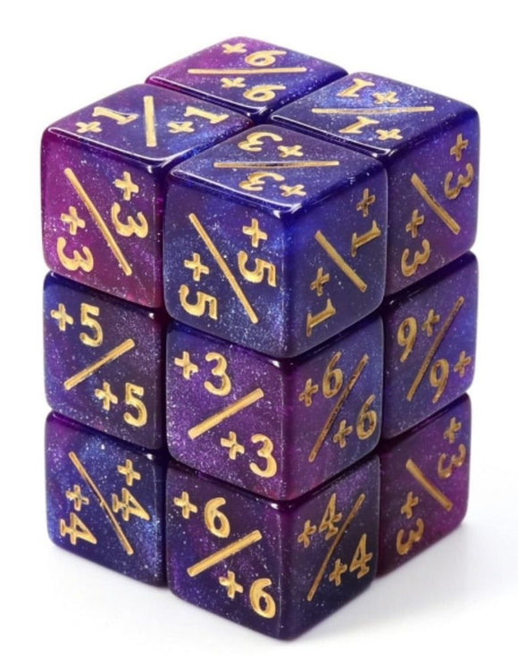 Dark Blue & Purple Glitter +1/+1 Counters Set of 8 Dice Foam Brain Games