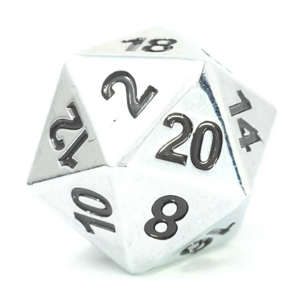 Die Hard Dice Single D20 - Forge Shiny Silver Dice Die Hard Dice