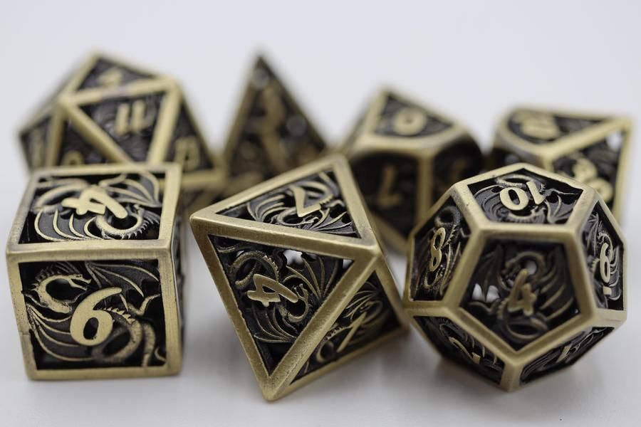 Hollow Dragon 7ct Dice Set - Bronze Dice Foam Brain Games