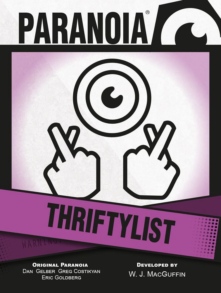 Paranoia RPG Thriftylist Deck Supplies Mongoose Publishing