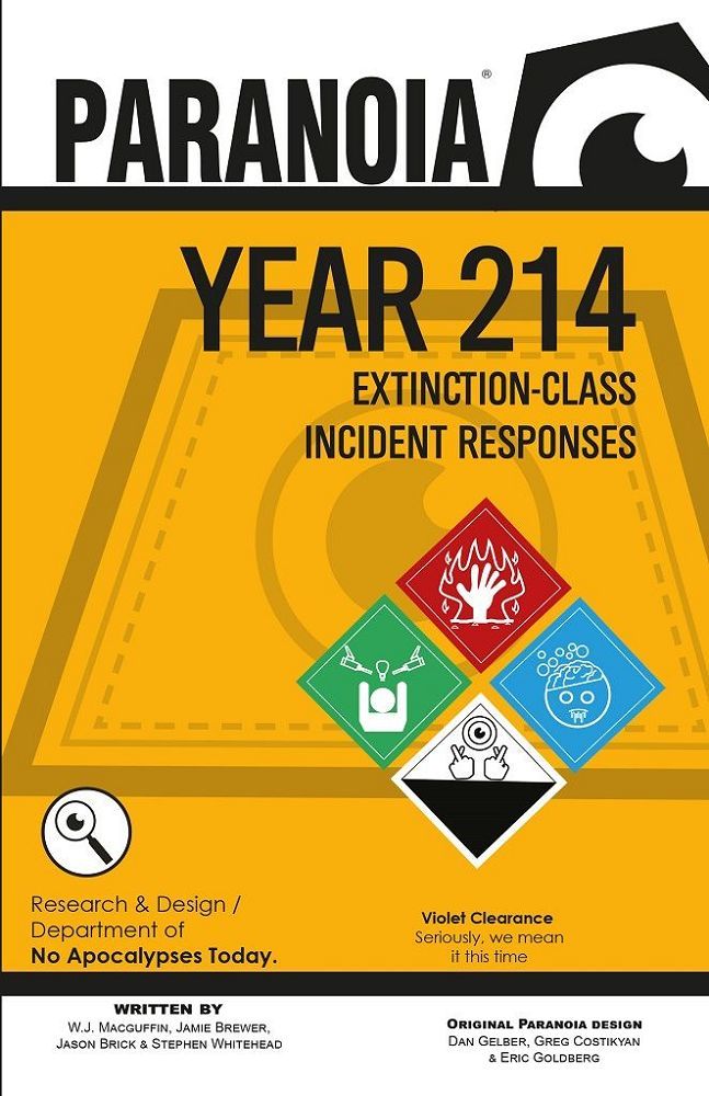 Paranoia RPG Extinction-Class Incident Responses  Mongoose Publishing   