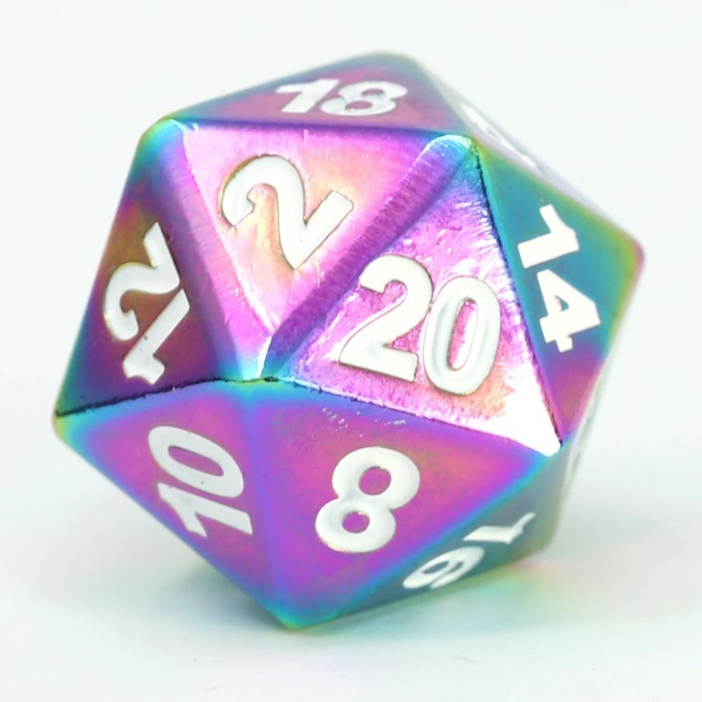 D20 Forge Scorch Rainbow White Dice Die Hard Dice