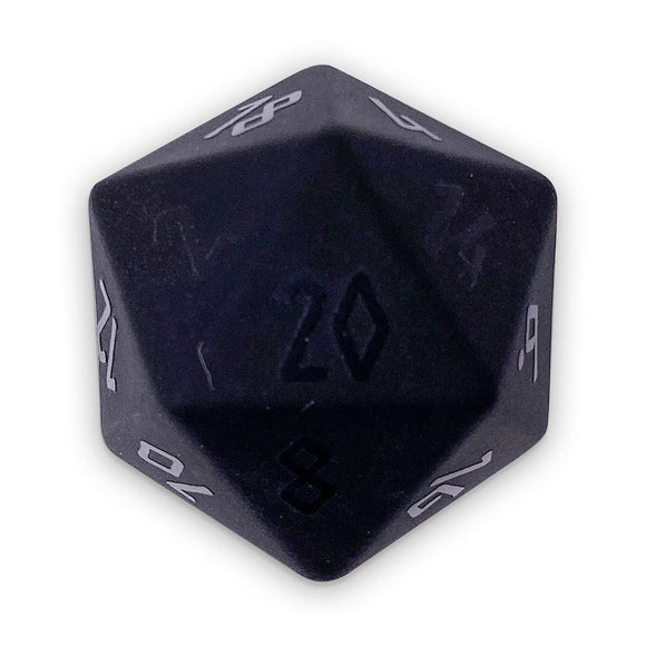 Norse Foundry 30mm Gemstone Boulder D20 - Frosted Raised Obsidian Dice Norse Foundry
