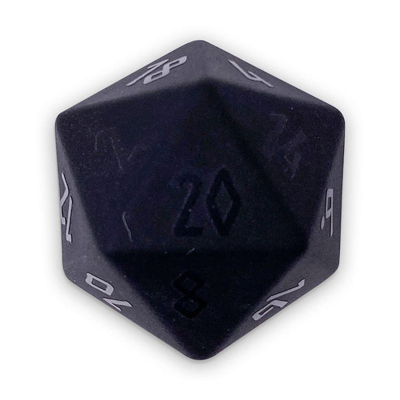 Norse Foundry 30mm Gemstone Boulder D20 - Frosted Raised Obsidian  Norse Foundry   