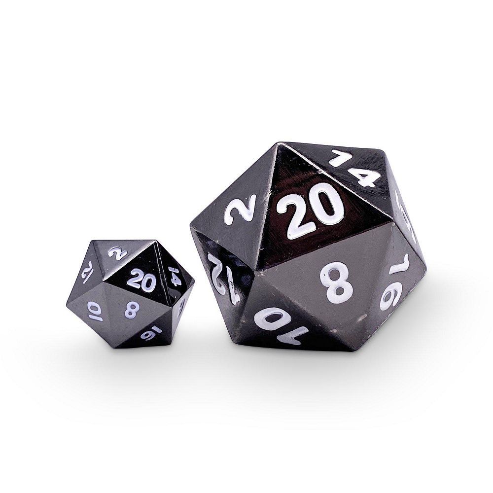 Norse Foundry 30mm Boulder Metal D20 - Drow Black Dice Norse Foundry