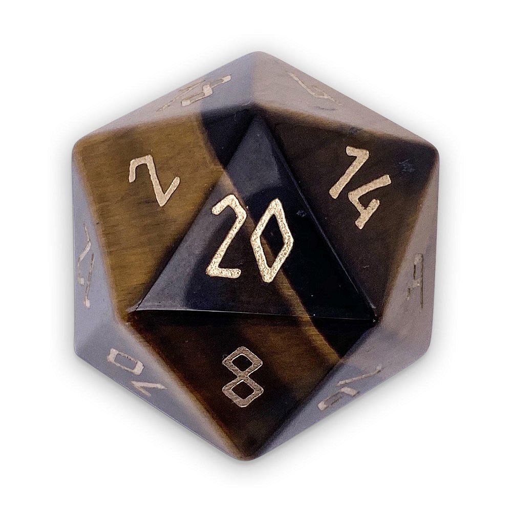Norse Foundry 30mm Boulder Gemstone D20 - Tiger's Eye Dice Norse Foundry