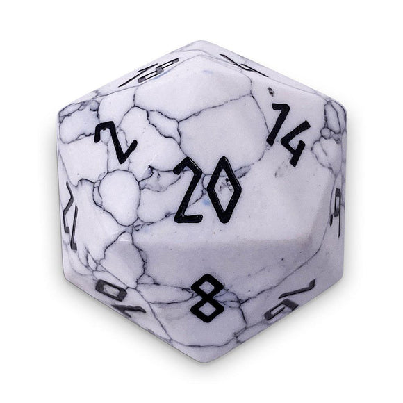 Norse Foundry 30mm Boulder Gemstone D20 - White Howlite  Common Ground Games   