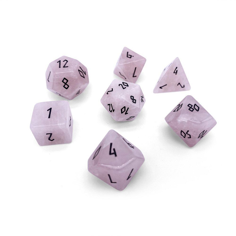 Norse Foundry Gemstone 7ct Polyhedral Dice Set Rose Quartz Dice Norse Foundry