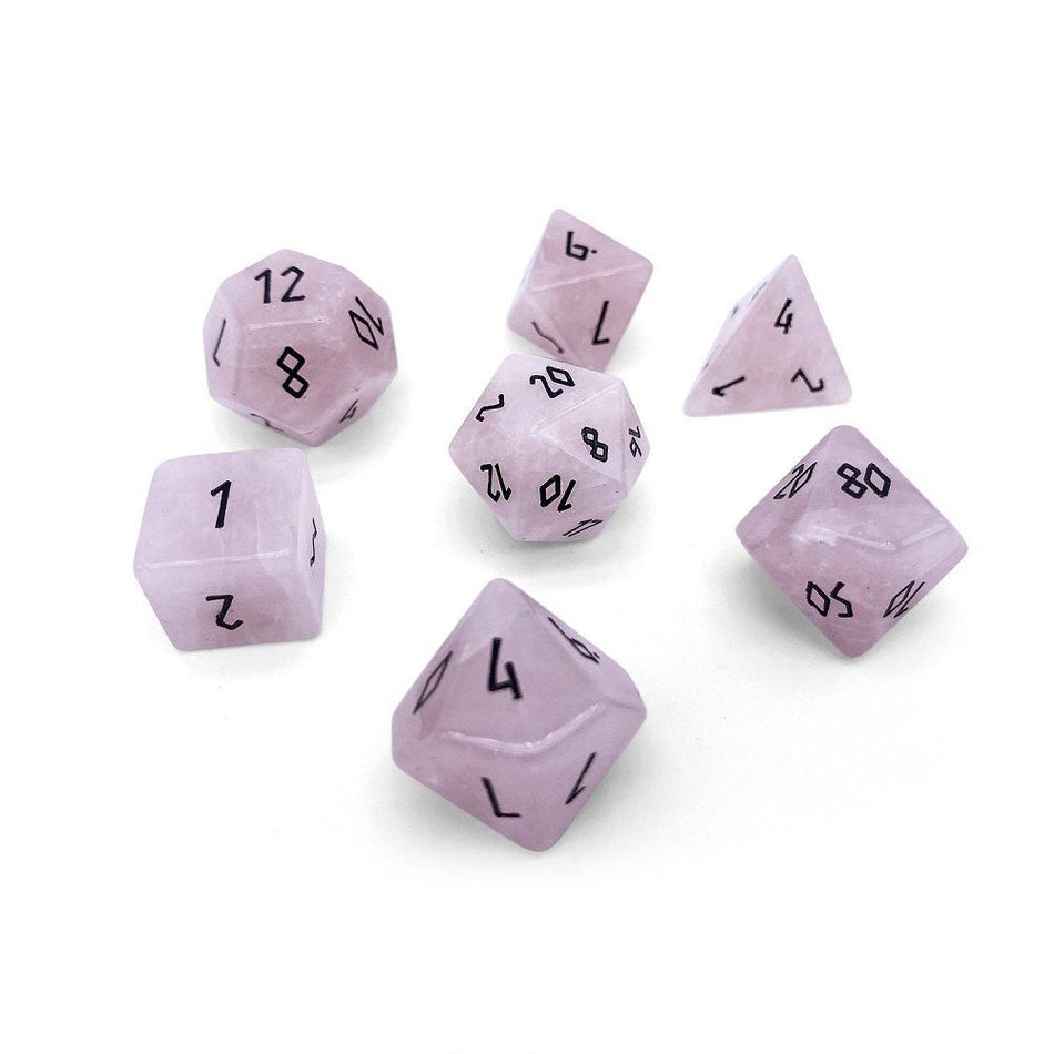 Norse Foundry Gemstone 7ct Polyhedral Dice Set Rose Quartz Dice Norse Foundry