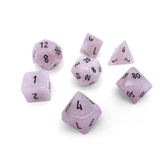 Norse Foundry Gemstone 7ct Polyhedral Dice Set Rose Quartz  Common Ground Games   