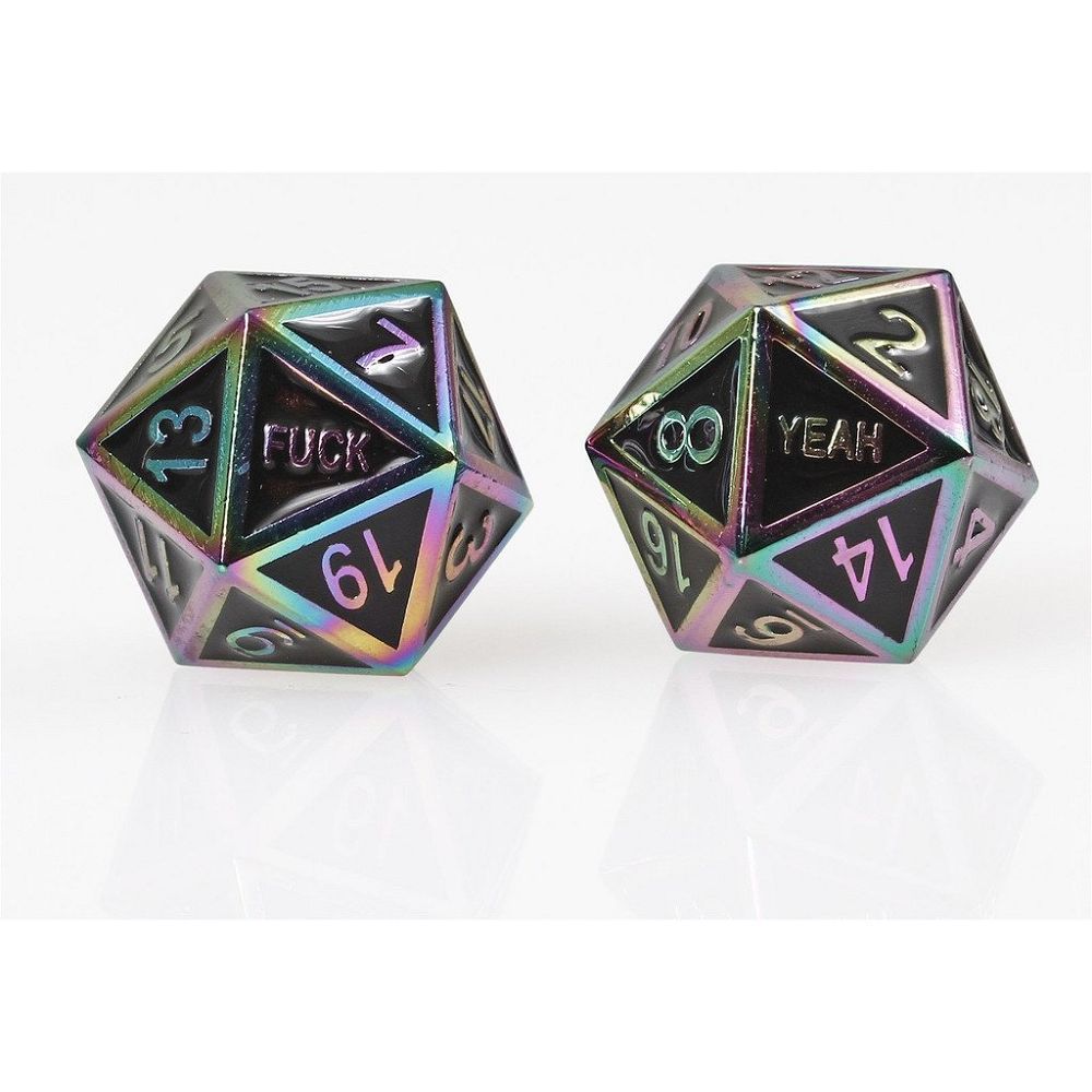 Spectrum F Yeah Set of 2 D20 Metal Dice Dice Forged Dice Co