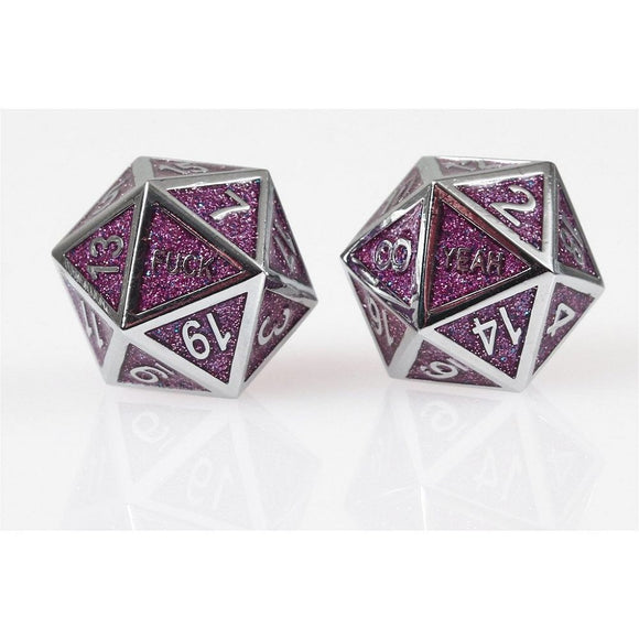 Royal Exuberance F Yeah Set of 2 D20 Metal Dice  Forged Dice Co   