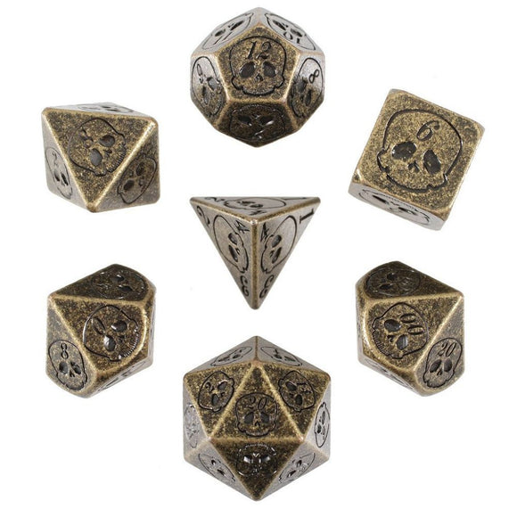 Necro Gold Set of 7 Metal Dice  Forged Dice Co   