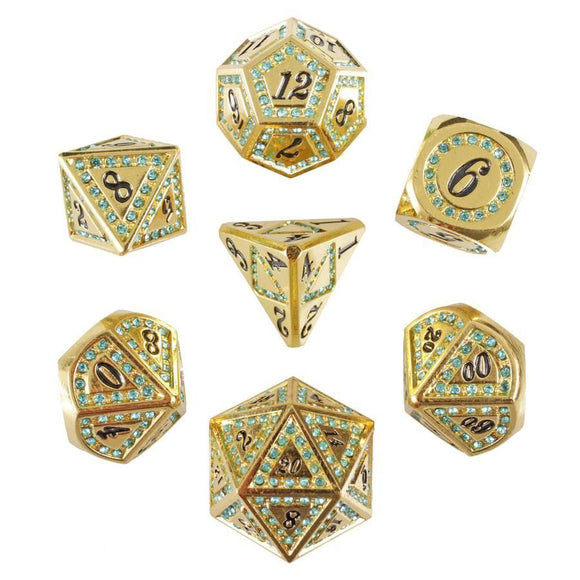 Bejeweled Treasure Set of 7 Metal Dice  Forged Dice Co   
