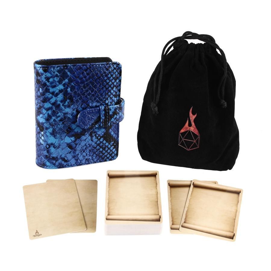 Blue Book of Incantations Spell Card Book (Mystical Dragon Skin Edition) Supplies Forged Dice Co