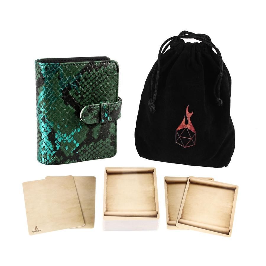 Green Book of Incantations Spell Card Book (Mystical Dragon Skin Edition) Supplies Forged Dice Co