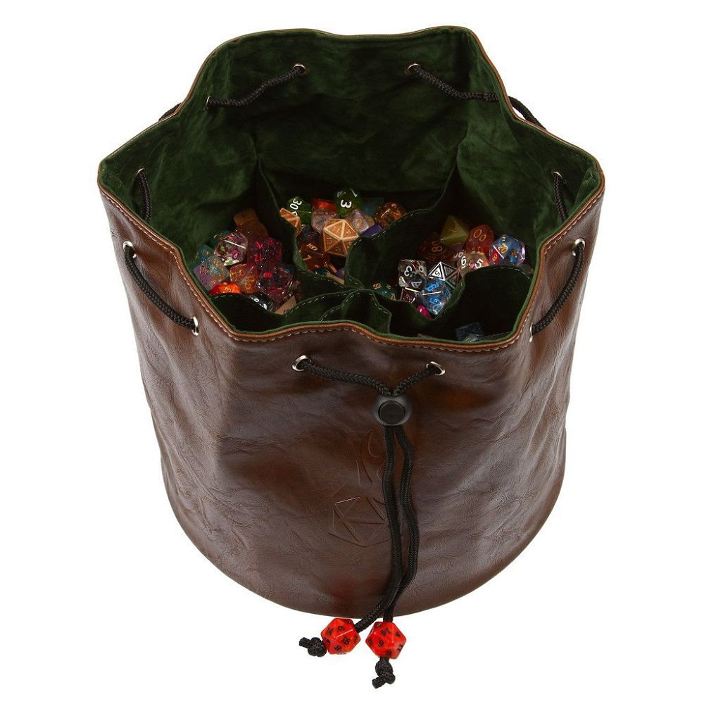 Brown/Green Pouch of the Endless Hoard Dice Bag Dice Forged Dice Co