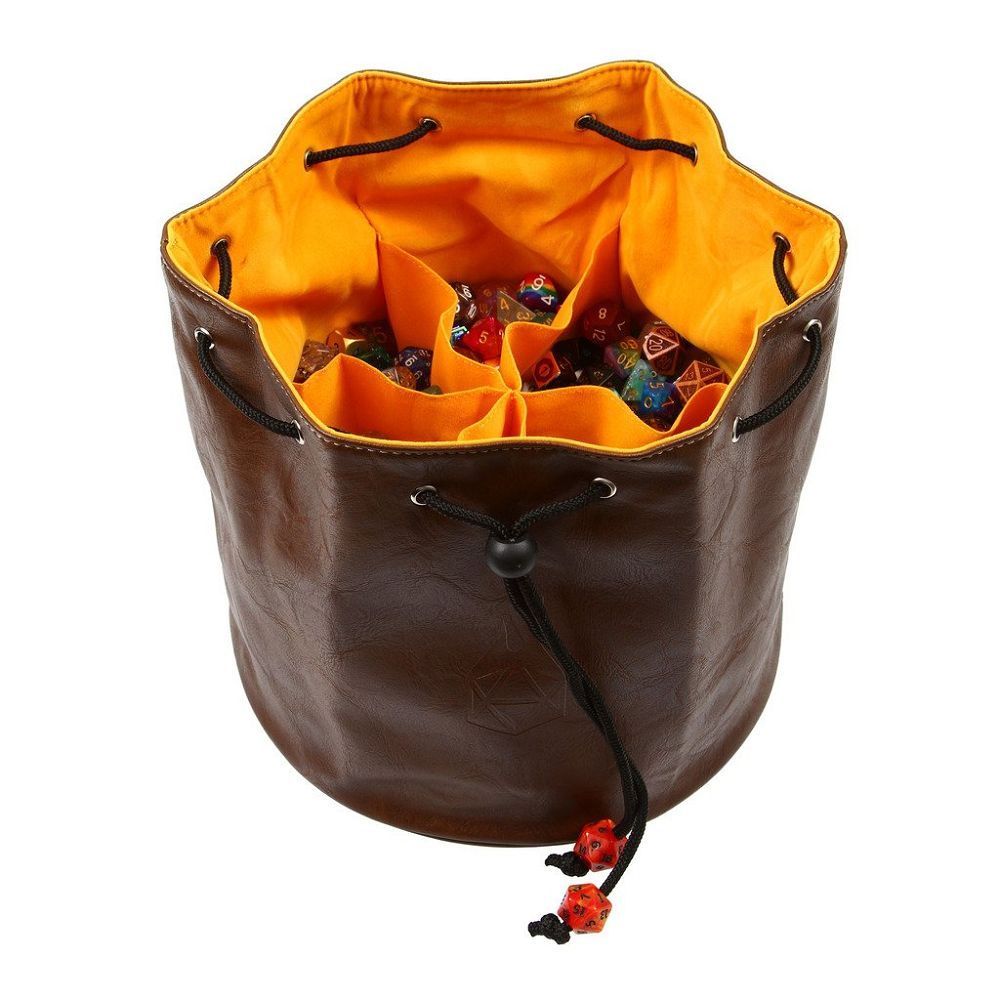 Brown/Gold Pouch of the Endless Hoard Dice Bag Dice Forged Dice Co