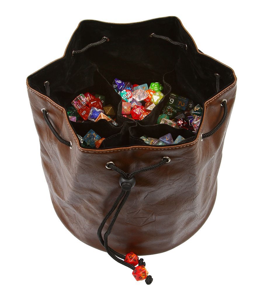 Brown/Black Pouch of the Endless Hoard Dice Bag Dice Forged Dice Co