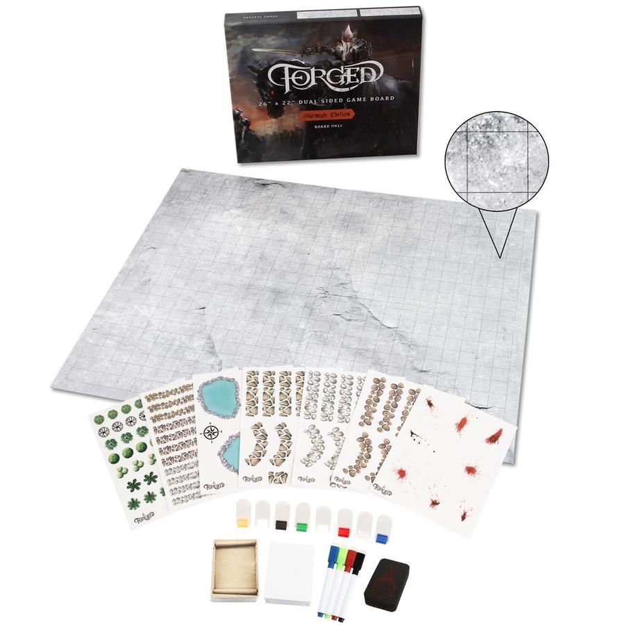 Stone Deluxe Skirmish Edition 26" x 22" Dry Erase Battle Board with Grid and Hex Map Pattern RPG Maps Forged Dice Co   