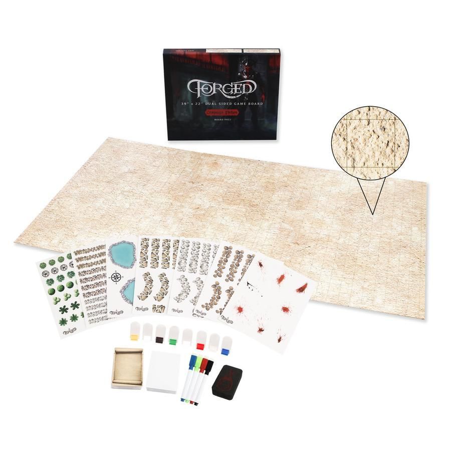 Dirt Deluxe Campaign Edition 39" x 22" Dry Erase Battle Board with Grid and Hex Map Pattern RPG Maps Forged Dice Co   