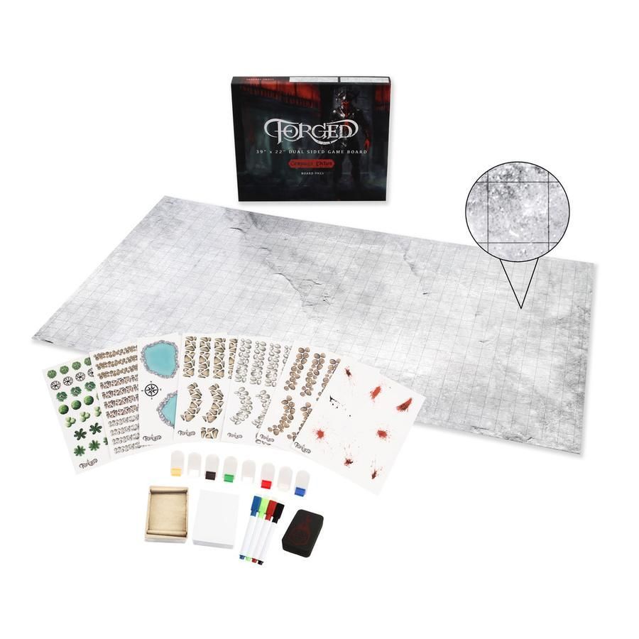 Stone Deluxe Campaign Edition 39" x 22" Dry Erase Battle Board with Grid and Hex Map Pattern RPG Maps Forged Dice Co   