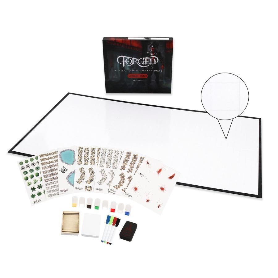 White Deluxe Campaign Edition 39" x 22" Dry Erase Battle Board with Grid and Hex Map Pattern RPG Maps Forged Dice Co   