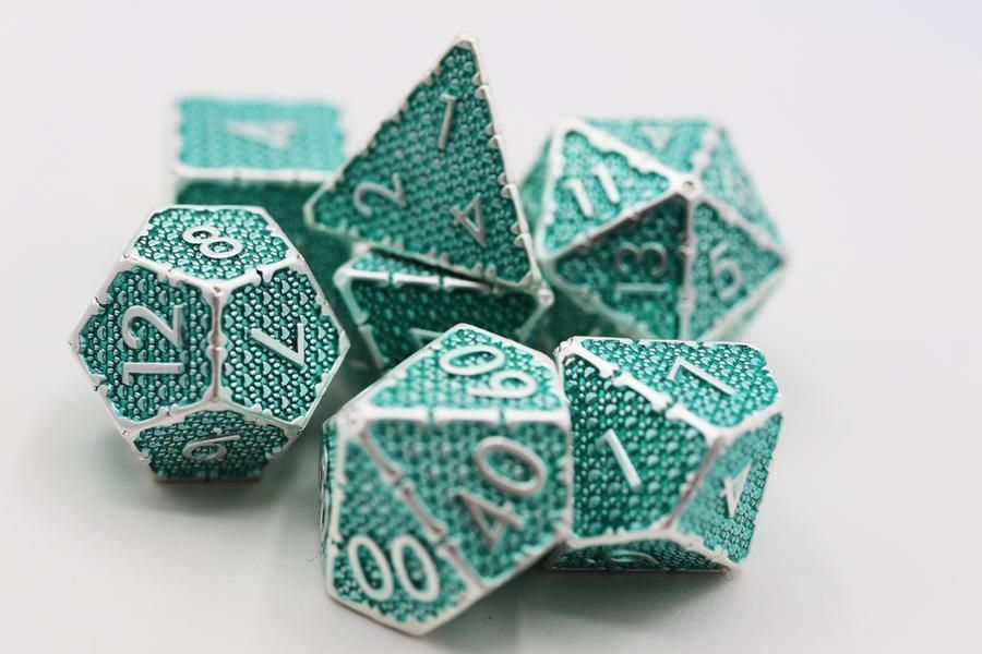 Foam Brain Games 7ct Metal Polyhedral Dice Set - Grassy Paw Dice Foam Brain Games