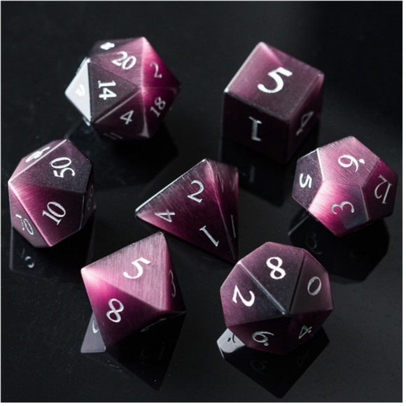 Foam Brain Games Gemstone Purple Cats Eye w/ Gold 7ct Polyhedral Dice Set  Common Ground Games   