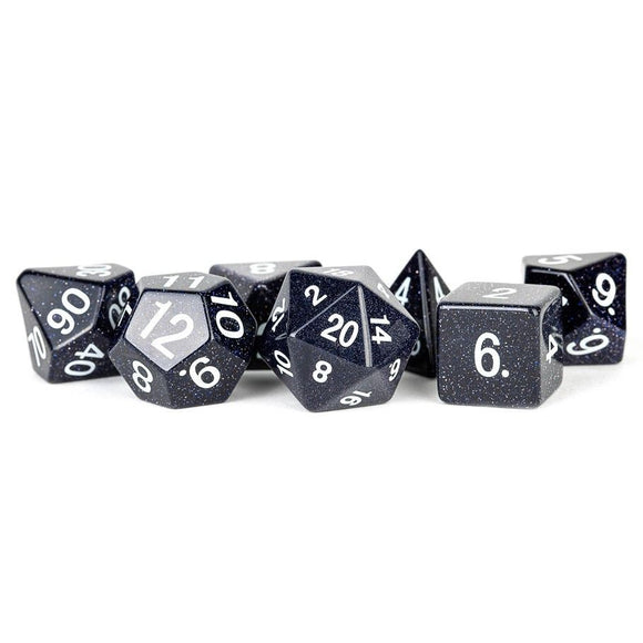 Metallic Dice Games 7ct Polyhedral Gemstone Dice Set Blue Sandstone Dice FanRoll by Metallic Dice Games