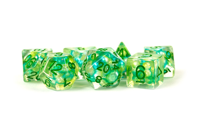Metallic Dice Games Pearl Sea Foam/Green 7ct Polyhedral Dice Set Dice FanRoll by Metallic Dice Games