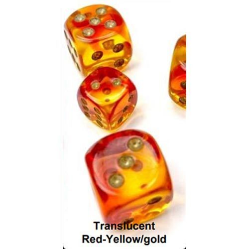 26668 16mm D6 Tran RdYe/Gld Dice Chessex   