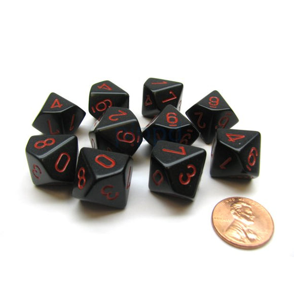 Chessex Opaque Black/Red 10ct D10 Set (26218) Dice Chessex   