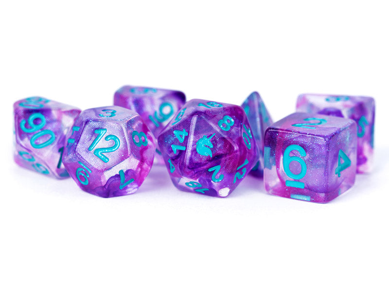 Metallic Dice Games Unicorn Violet Infusion 7ct Polyhedral Dice Set Dice FanRoll by Metallic Dice Games   
