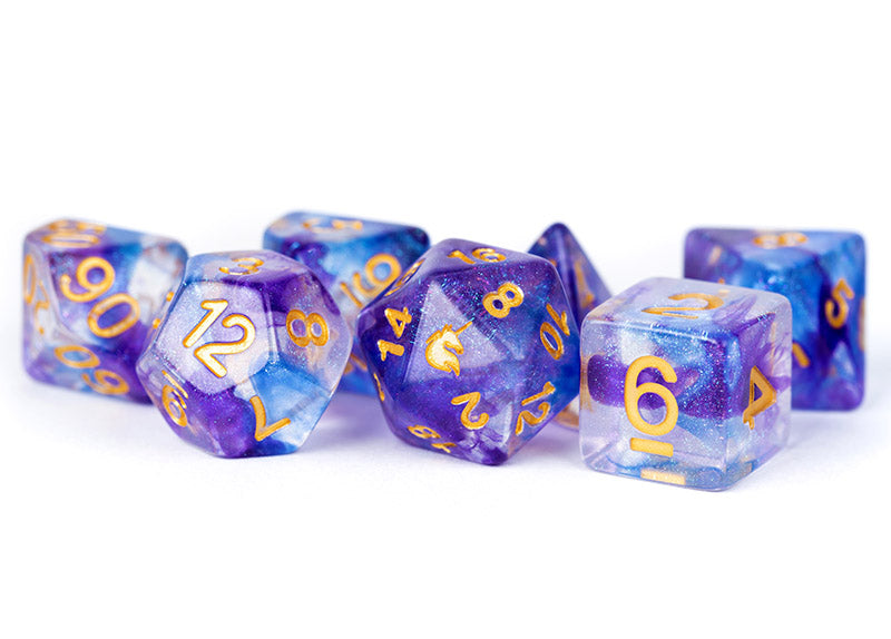 Metallic Dice Games Unicorn Midnight Fantasy 7ct Polyhedral Dice Set Dice FanRoll by Metallic Dice Games