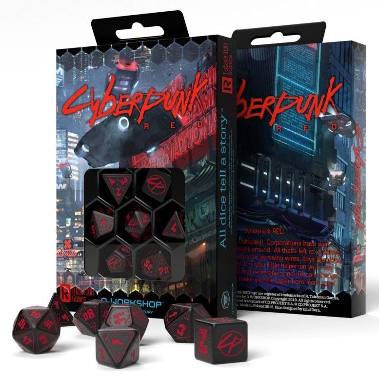 Q-Workshop 7ct Polyhedral Dice Set - Cyberpunk Red Dice Q Workshop   