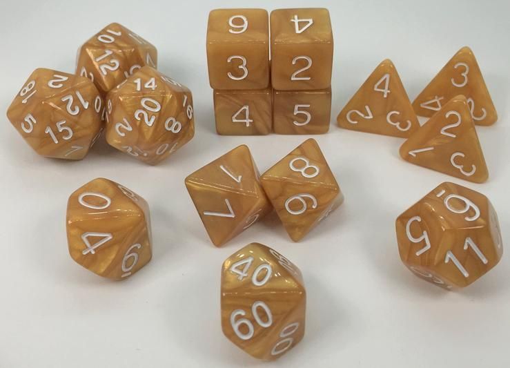 Role4Initiative 15-set Marble Caramel/White Dice Role 4 Initiative