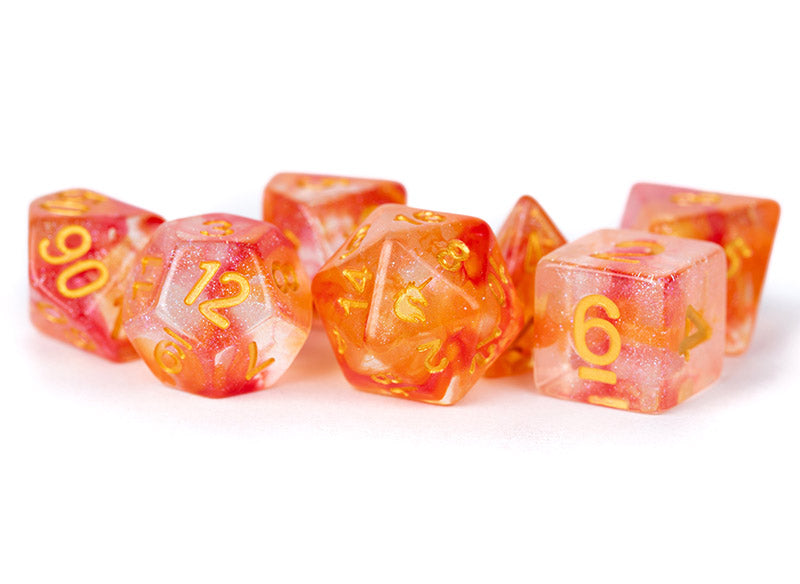 Metallic Dice Games Unicorn Mystic Embers 7ct Polyhedral Dice Set Dice FanRoll by Metallic Dice Games   