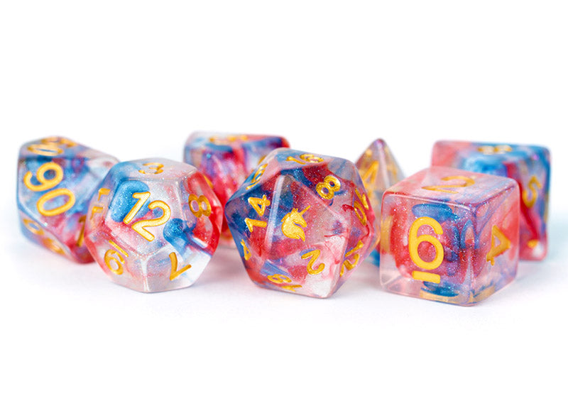 Metallic Dice Games Unicorn Cosmic Carnival 7ct Polyhedral Dice Set Dice FanRoll by Metallic Dice Games